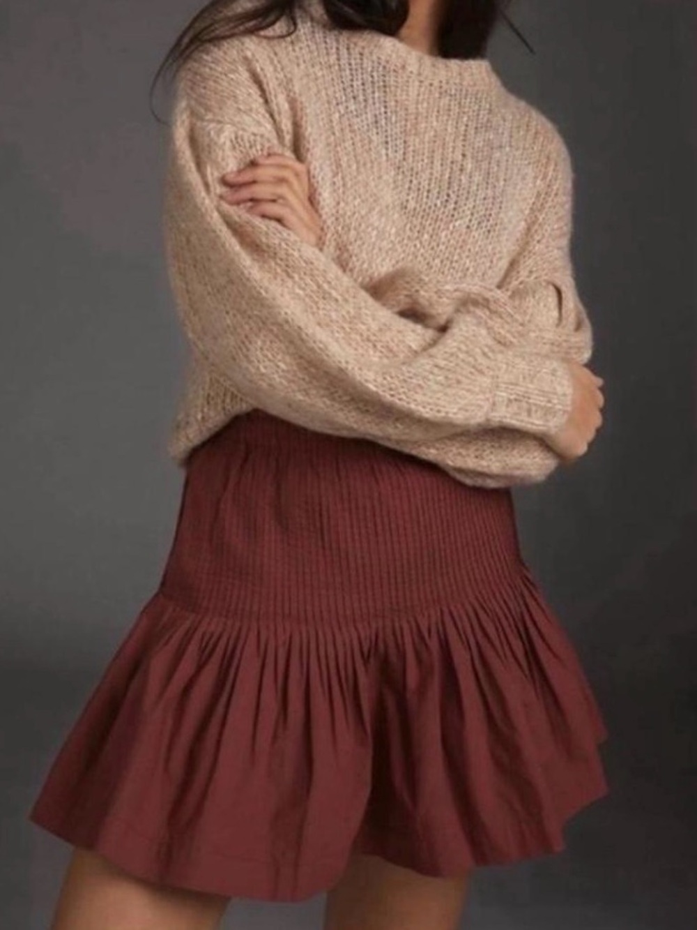 Anthropologie Eula Pintucked Mini Skirt Size Medium Petite